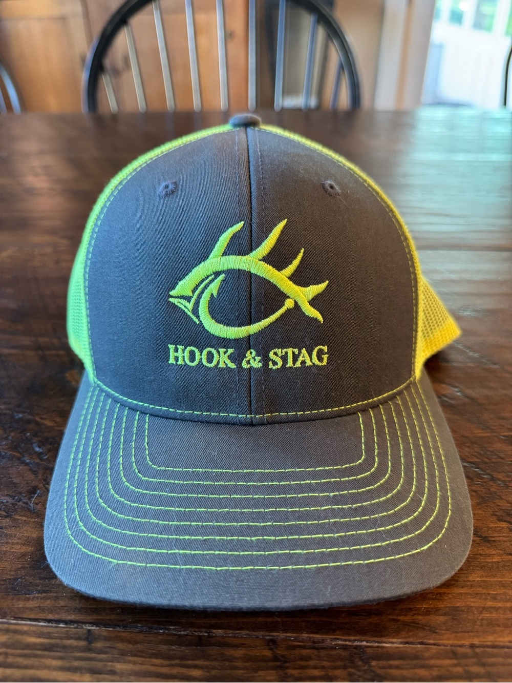 Hook & Stag Neon Green and Gray Trucker Hat